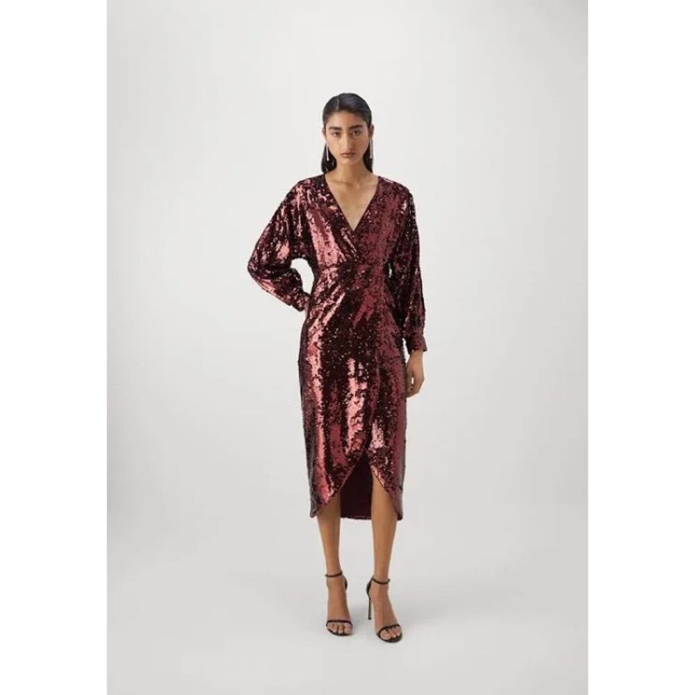 Ted Baker Emmalee Sequin Dress Burgundy Party Glam Chic Size 2 US 6 - Picture 14 of 14